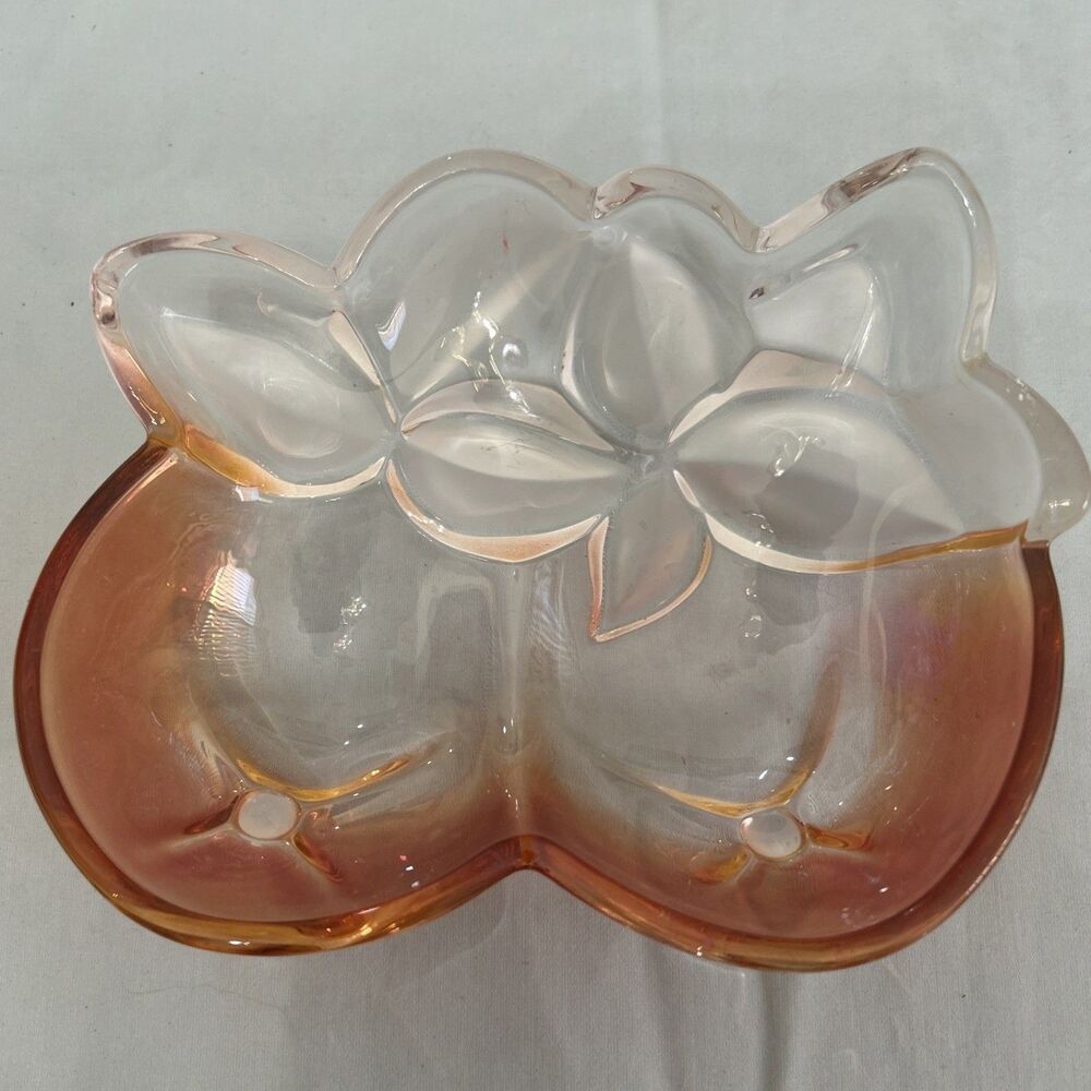 Vintage Walther Glas Original W Germany  Orange Shape With Tint Frosted Leaves